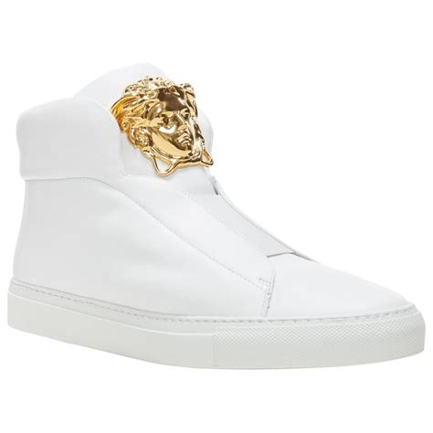 versace leather slip-on sneaker with gold medusa head white|Versace crystal medusa 95.